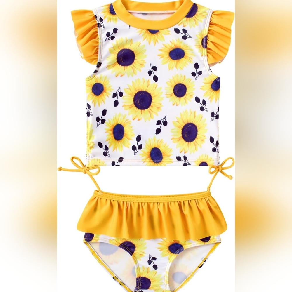 Toddler Girls 24M Swimsuit Cute 2 Piece Tankini Bathing Suit Ruffle Beach Bikini